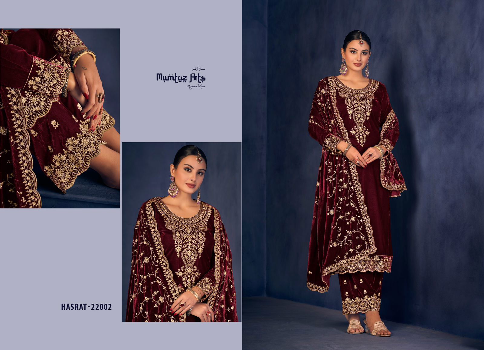 Mumtaz Hasrat Heavy Velvet Salwar Kameez Catalog
